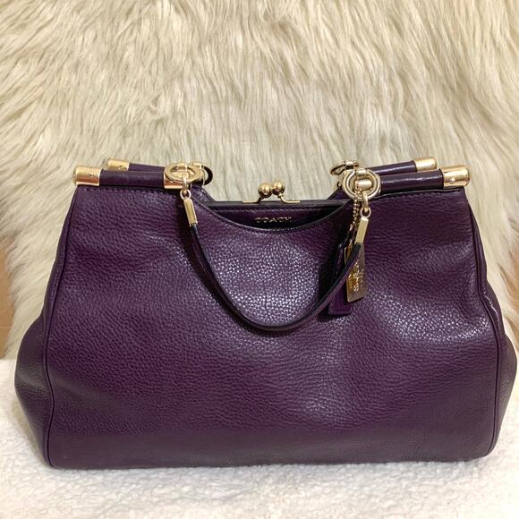 Coach Purple Satchel with Gold Accents - Picture 15 of 16